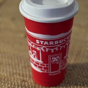 2025 Red Cup Day. Starbucks Red Holiday Cup with White Accents